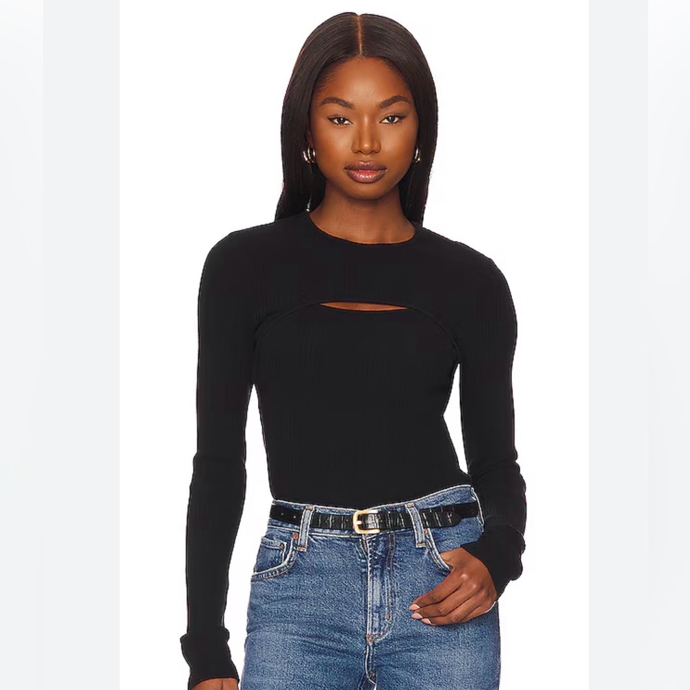 AGOLDE REVOLVE Lyza Cutout Ribbed Long Sleeve Top S in Eggplant purple✨